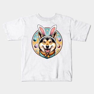 Swedish Vallhund Celebrates Easter with Bunny Ears Kids T-Shirt